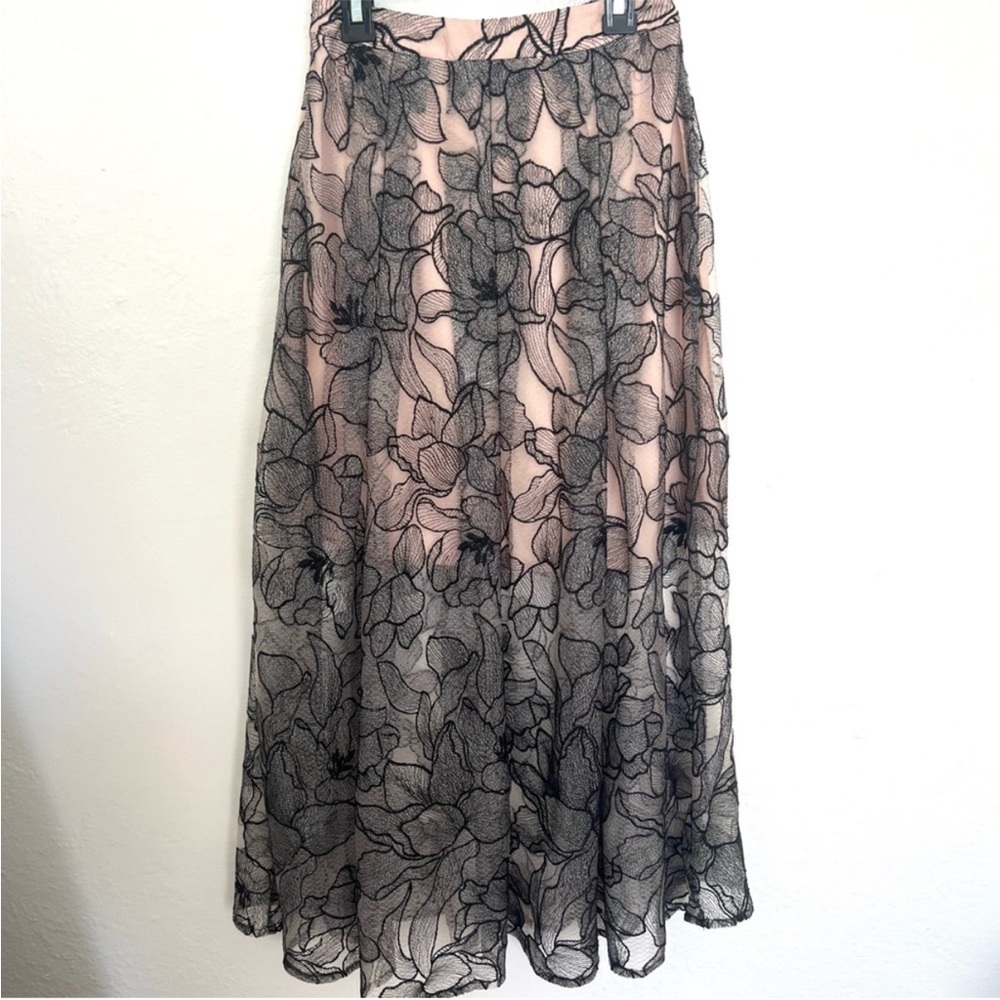 Wayf black Floral Lace Overlay Skirt - Pink and Black